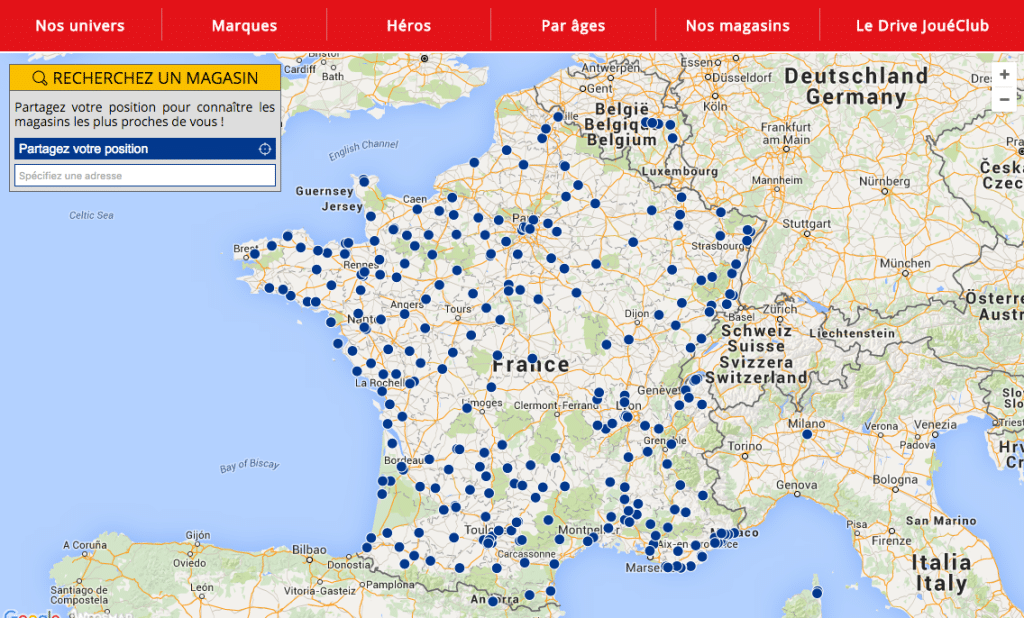 Carte Magasins JouéClub