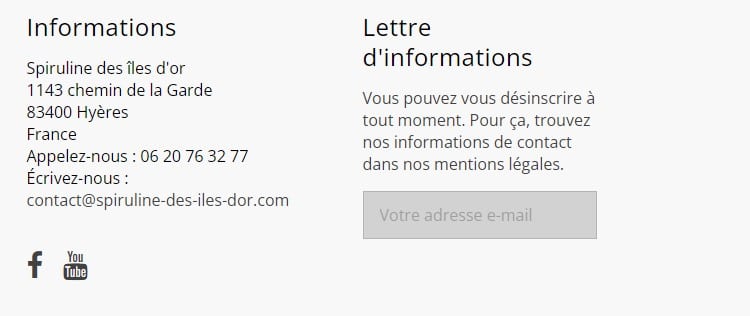 coordonnées de contact du site spiruline des îles d'or