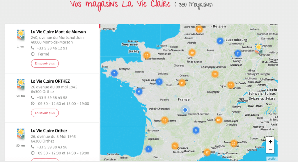 carte magasins La Vie Claire