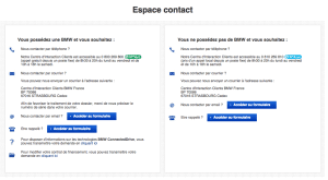 Page de contact BMW