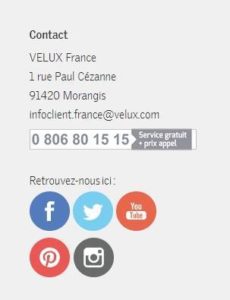 coordonnées de contact de Velux