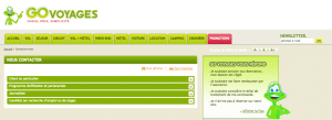 Page de contact du Service client Go voyages