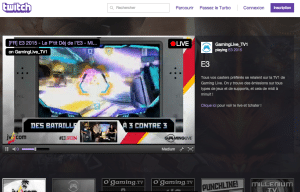 Interface du site officiel Twitch.tv